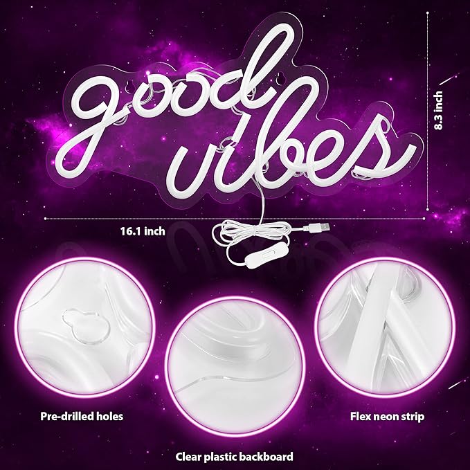 Pink Good Vibes Neon Sign