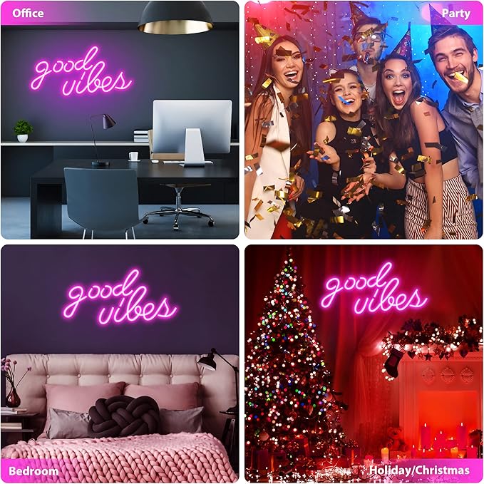Pink Good Vibes Neon Sign